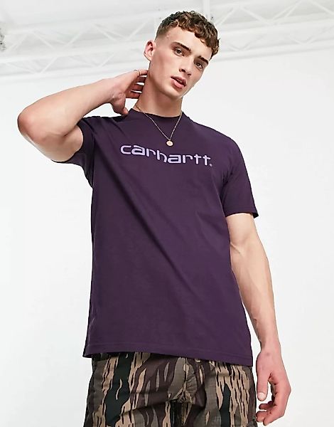 Carhartt WIP – T-Shirt mit Schriftzug in Lila-Violett günstig online kaufen