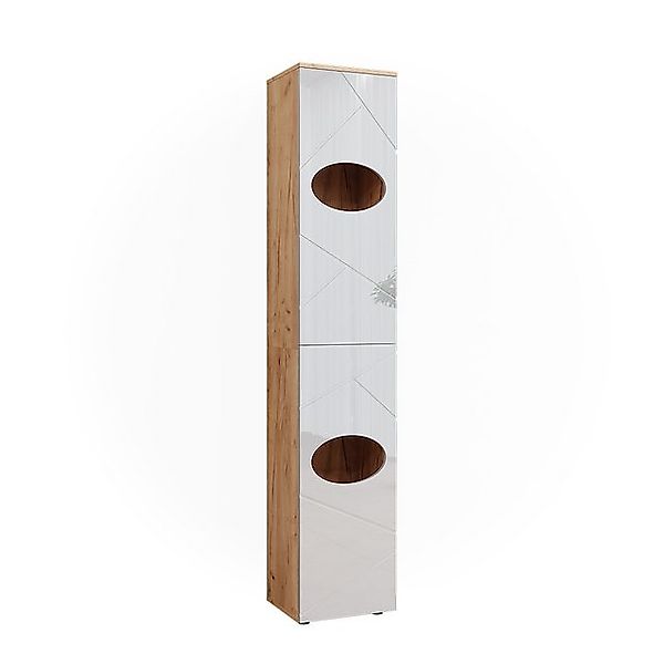 Vicco Wäscheschrank Irma Goldkraft Eiche/Weiß Hochglanz 37 x 192 cm günstig online kaufen