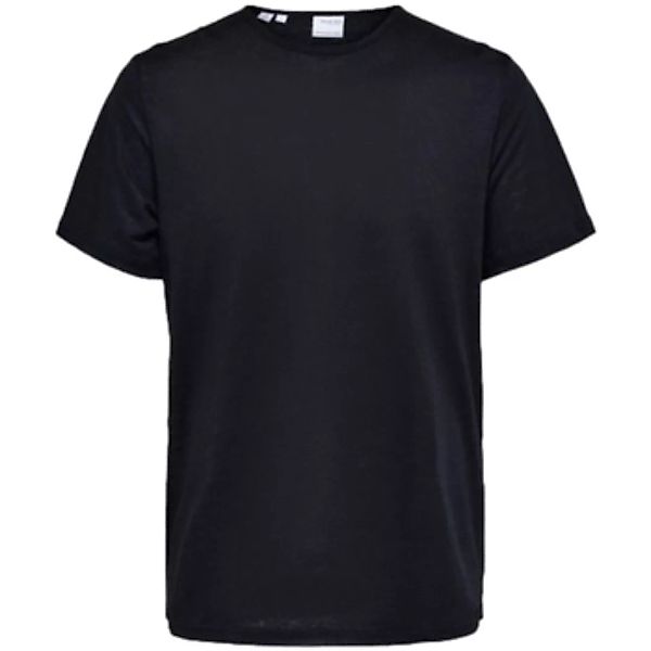 Selected  T-Shirts & Poloshirts T-Shirt Bet Linen - Black günstig online kaufen