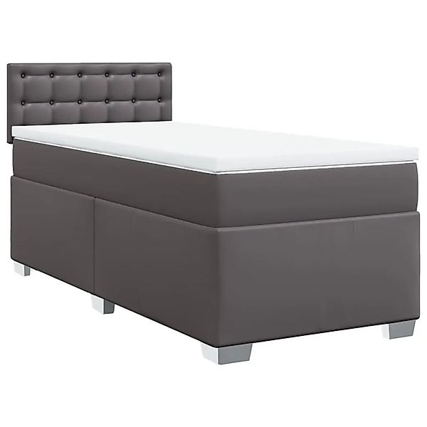 vidaXL Boxspringbett mit Matratze Grau 80x200 cm Kunstleder 3288398 günstig online kaufen