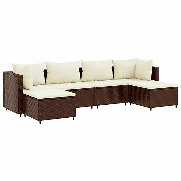 vidaXL 6-tlg Garten-Lounge-Set mit Kissen Braun Poly Rattan Modell 15 günstig online kaufen