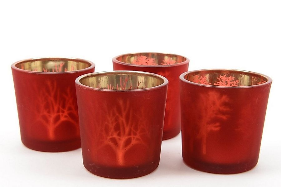 Kaemingk Teelichthalter Windlicht Teelicht Glas Laserbäume 2er Set günstig online kaufen