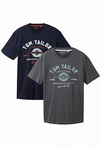 TOM TAILOR T-Shirt Logo T-Shirt 2-er Pack Kurzarm Set mit Logo Print (2-tlg günstig online kaufen