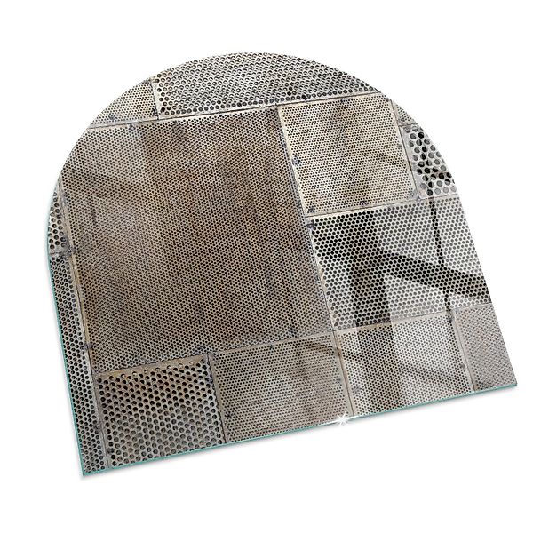 Tulup Glasplatte für Kamin Lochblechmuster Kaminofen Glas Bodenplatte Halbk günstig online kaufen