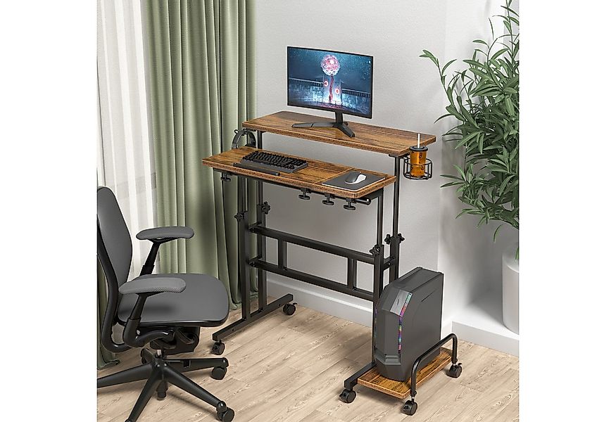 OUNUO Computertisch Höhenverstellbar Laptoptisch mit Rollen und kippbarer T günstig online kaufen