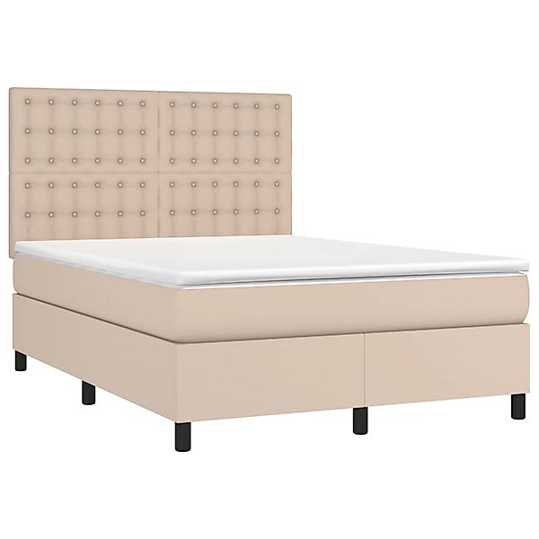 vidaXL Boxspringbett mit Matratze & LED Cappuccino-Braun 140x190cm 3135944 günstig online kaufen