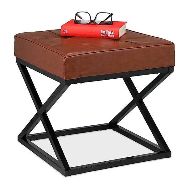 relaxdays Polsterhocker Sitzhocker mit Kunstleder günstig online kaufen