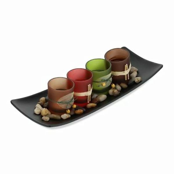 relaxdays Teelichthalter Set mit Tablett mehrfarbig günstig online kaufen