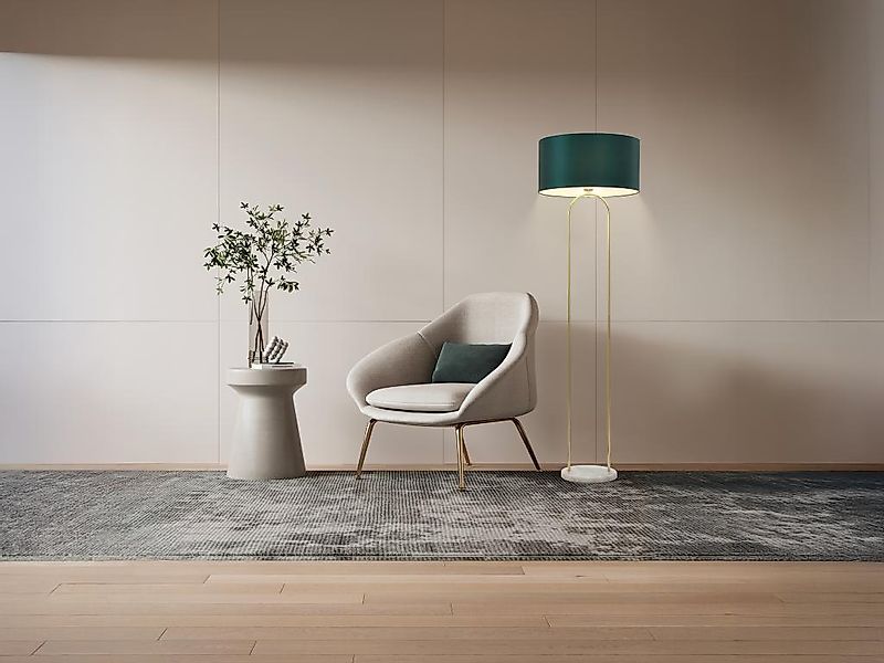 Stehleuchte - Stahl & Marmor - 45 x 150 cm - Blaugrün - NOUR günstig online kaufen