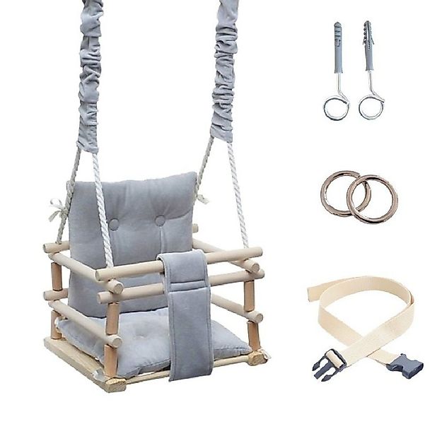 LuMali Babyschaukel Babyschaukel aus Holz - Kinderschaukel mit Kissen - Ind günstig online kaufen