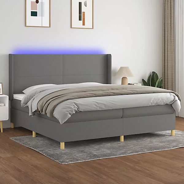 Vidaxl Boxspringbett Mit Matratze & Led Dunkelgrau 200x200 Cm Stoff günstig online kaufen