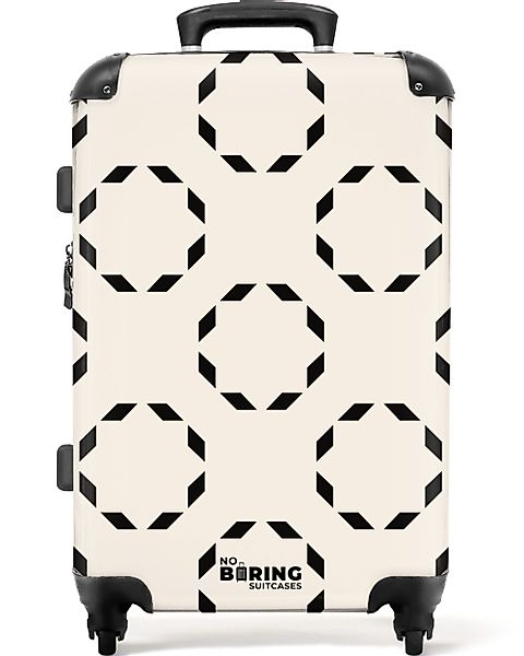 NoBoringSuitcases.com© Hartschalen-Trolley Beige mit schwarzen Kreisen günstig online kaufen