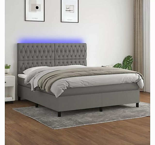 vidaXL Boxspringbett Boxspringbett mit Matratze LED Dunkelgrau 180x200 cm S günstig online kaufen