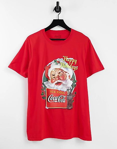 Coca Cola – Weihnachtliches Vintage-T-Shirt in Rot günstig online kaufen