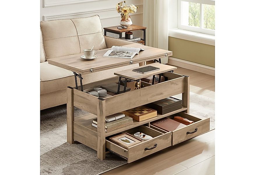 VASAGLE Couchtisch, Wohnzimmertisch, Doppel-Hebemechanismus, höhenverstellb günstig online kaufen