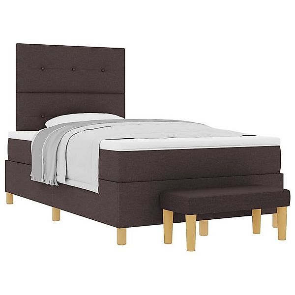 vidaXL Bett Boxspringbett mit Matratze & Bank Dunkelbraun 120x190 cm Stoff günstig online kaufen