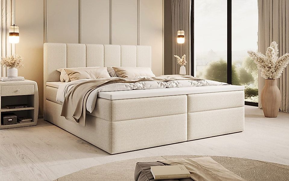 Luxusbetten24 Boxspringbett Aurelia Bouclé, mit Stauraum günstig online kaufen