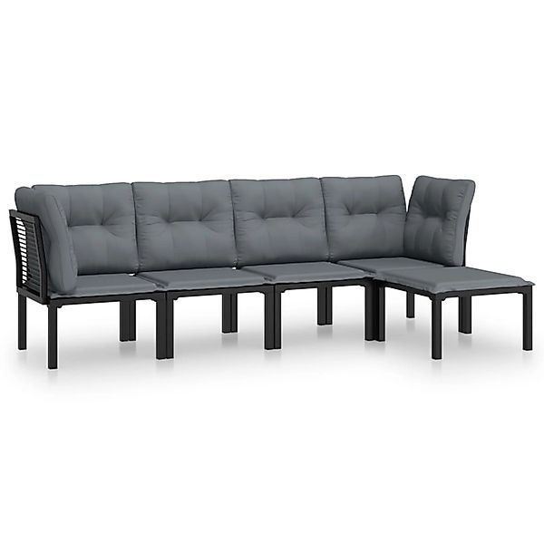 vidaXL Gartenlounge-Set 5-tlg. Garten-Lounge-Set Schwarz und günstig online kaufen