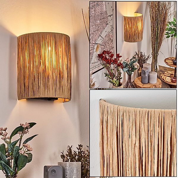 hofstein Wandleuchte Wandlampe aus Metall/Bast in günstig online kaufen