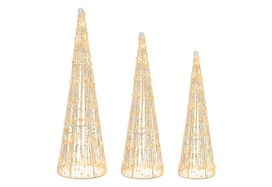 COSTWAY LED-Dekofigur, 3er Weihnachtsbaum Kegelform mit 90 LEDs, 81/72/62cm günstig online kaufen