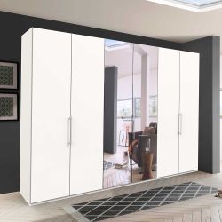 Kleiderschrank mit Spiegel und Falttüren Weiß günstig online kaufen