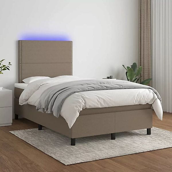 vidaXL Boxspringbett Boxspringbett mit Matratze LED Taupe 120x200 cm Stoff günstig online kaufen