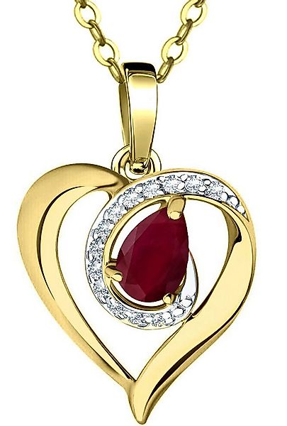 Limana Herzkette echter Rubin rot 925 Silber Damen Kette Goldkette vergolde günstig online kaufen
