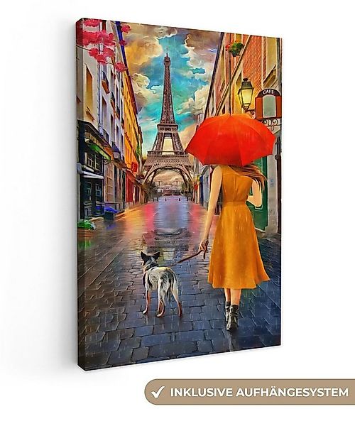 OneMillionCanvasses® Leinwandbild Kunstdrucke - Ölfarbe - Frau - Hund - Par günstig online kaufen