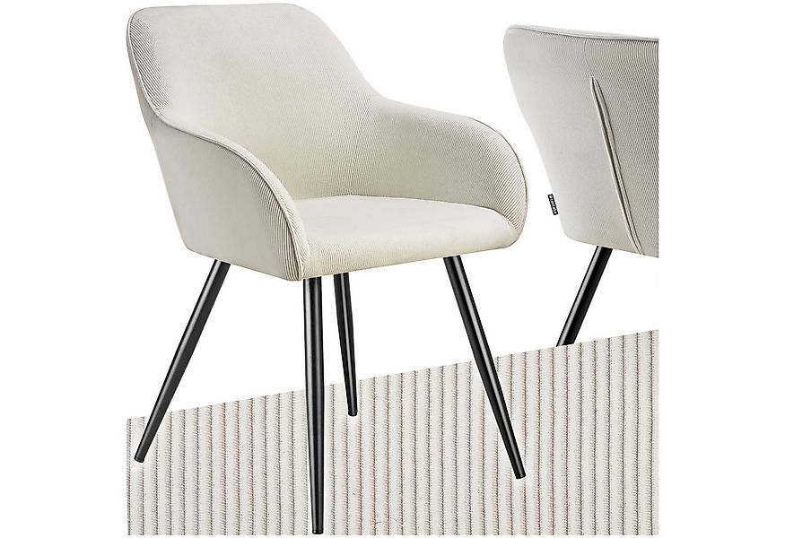 tectake Esszimmerstuhl Küchenstuhl Marilyn, Cordoptik, gepolstert (Set, 1 S günstig online kaufen