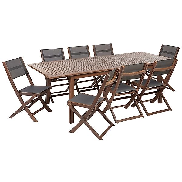 Beliani Gartentisch Set CESANA Dunkler Holzfarbton Grau günstig online kaufen