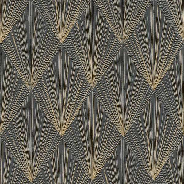 PROFHOME 378644-GU Grafik Tapete Geometrisch Schwarz Gold Grau 0,53 m x 10, günstig online kaufen
