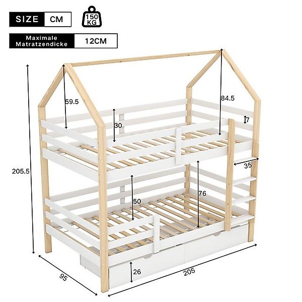 STILVORA Etagenbett 90x200 Kinderbett Doppelbett Jugendbett mit Stauraum,oh günstig online kaufen
