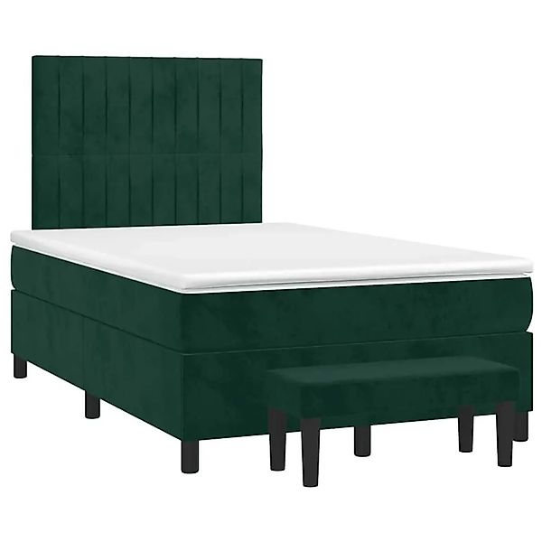 vidaXL Boxspringbett mit Matratze Dunkelgrün 120x200 cm Samt 3137956 günstig online kaufen