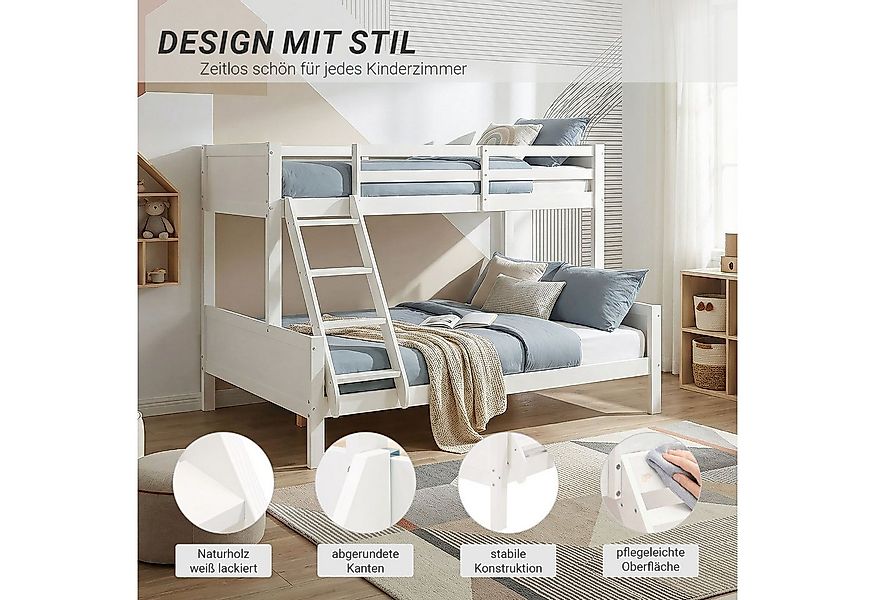 Homestyle4u Etagenbett Hochbett Kinder 90x200 &140x200 Massivholz inkl. 2 L günstig online kaufen