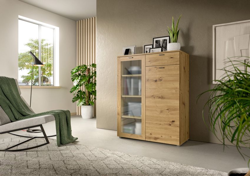 INOSIGN Highboard "Onex, Breite 90 cm, mit Glastür, vielseitig einsetzbar" günstig online kaufen