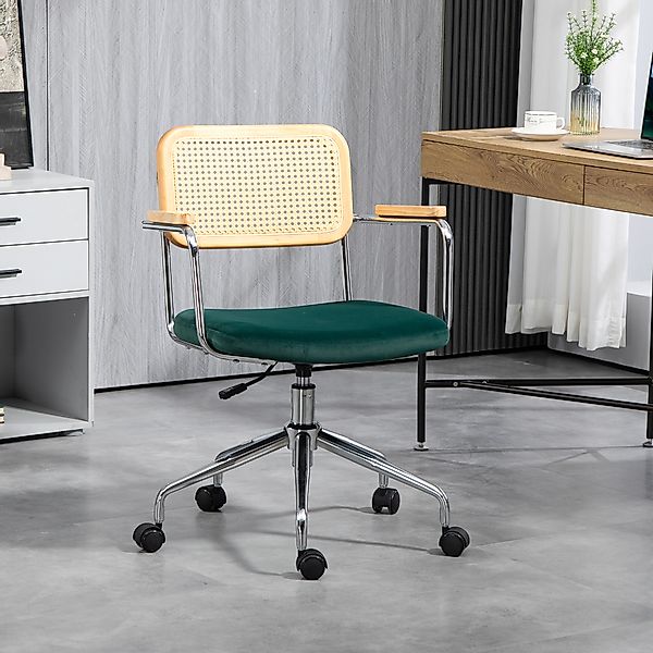 HOMCOM Bürostuhl, Schreibtischstuhl mit Rattanoptik, Wippfunktion, Höhenver günstig online kaufen