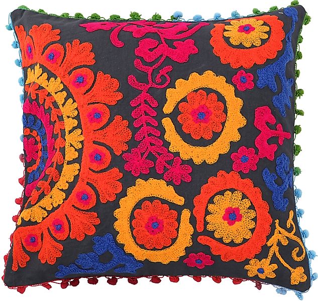 Guru-Shop Kissenbezüge Boho Kissenhülle, farbenfrohes besticktes.. günstig online kaufen