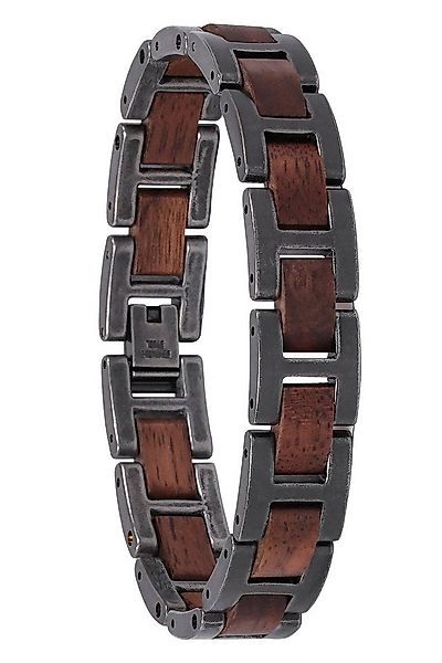 Holzkern Gliederarmband Herren-Edelstahl mit Holz Acoustic Walnuss/Antik-Si günstig online kaufen