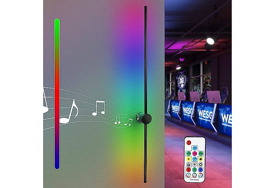 Nettlife LED Wandleuchte LED Wandleuchte RGB -100 cm Schwarz, LED fest inte günstig online kaufen