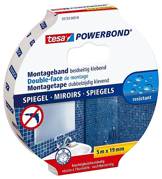tesa Doppelklebeband POWERBOND Spiegel Doppelseitiges Klebeband (Packung, 1 günstig online kaufen