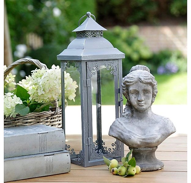 Grafelstein Kerzenhalter Laterne BRIENNE grau aus Metall mit Verzierungen L günstig online kaufen