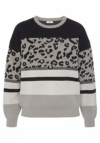 LASCANA Rundhalspullover, mit Leomuster, lockerer Strickpullover mit modisc günstig online kaufen