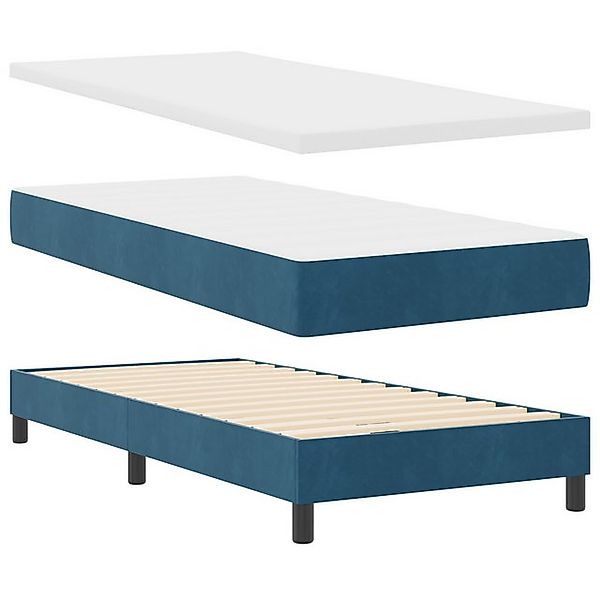 vidaXL Bett Boxspringbett mit Matratze Dunkelblau 90x200 cm Samt (1-tlg) günstig online kaufen