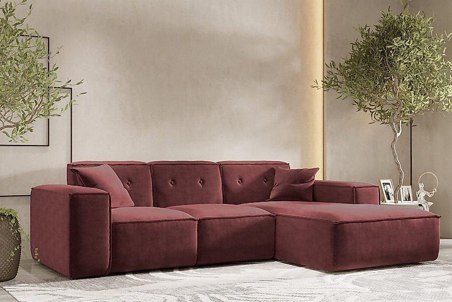 Fun Möbel Ecksofa Designersofa CESINA Ottomane Rechts oder Links in Stoff, günstig online kaufen