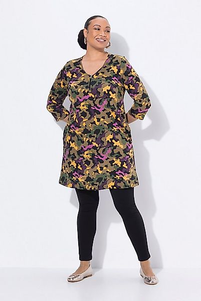 Ulla Popken Longshirt Longshirt Zipper A-Linie V-Ausschnitt 3/4-Arm günstig online kaufen