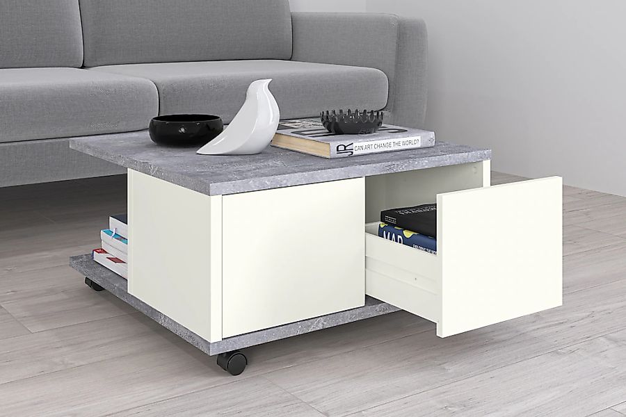 FMD Couchtisch "Twin" Schubladen als Push-to-open, viel Staur., mit Rollen, günstig online kaufen