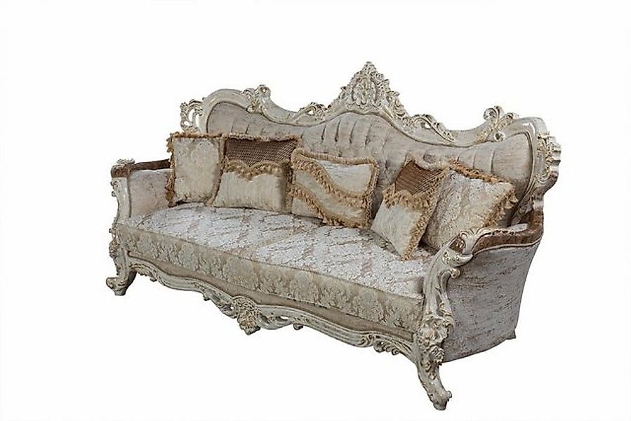 JVmoebel Sofa Chesterfield Barock Dreisitzer Couch Möbel Couchen Stoff Gold günstig online kaufen