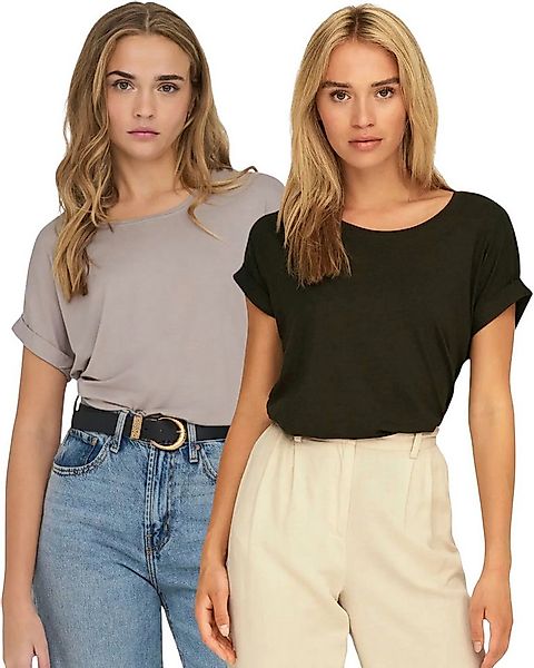 ONLY T-Shirt Stilvolles Basic Shirt mit Rundhalsausschnitt (2er-Pack) unifa günstig online kaufen