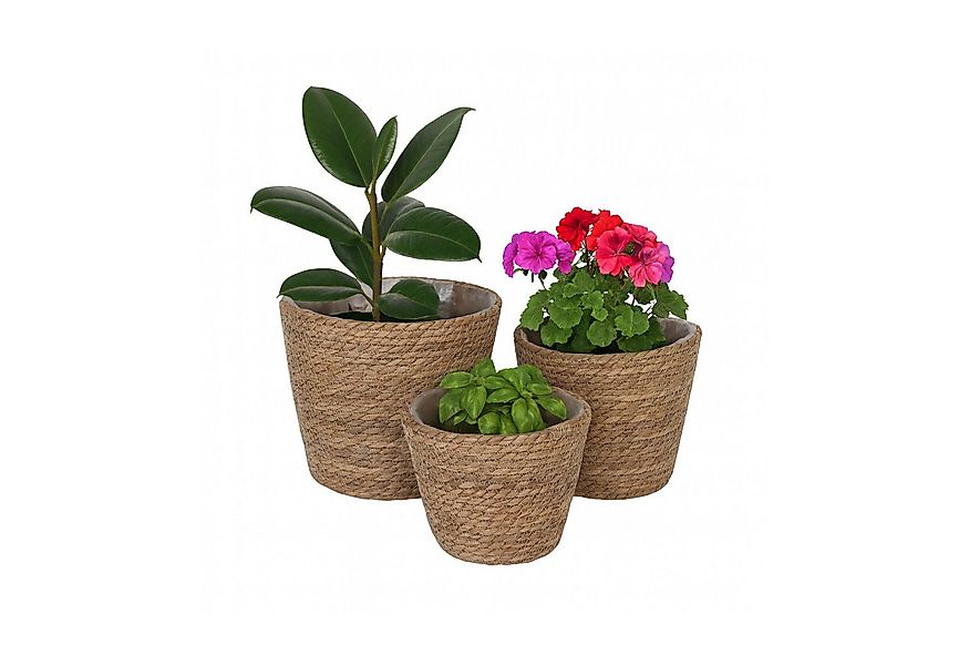 relaxdays Blumentopf Runder Blumentopf im 3er Set, natur günstig online kaufen
