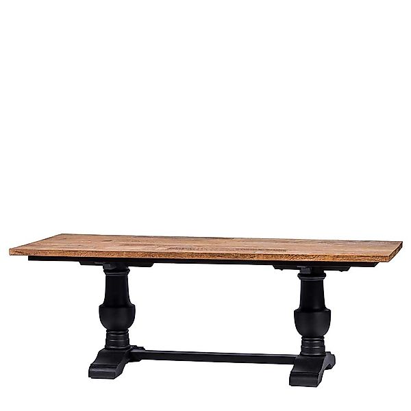 Esszimmer Tisch in Teakfarben und Schwarz Vintage Look günstig online kaufen